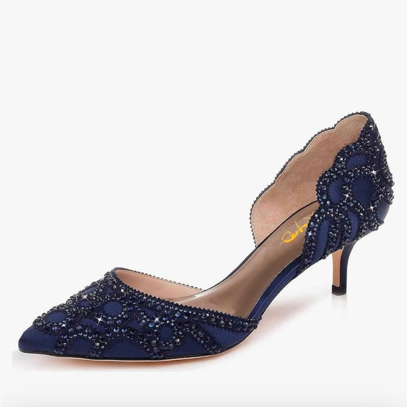 XYD Navy Blue Embellished Heels - Picture 1 of 4